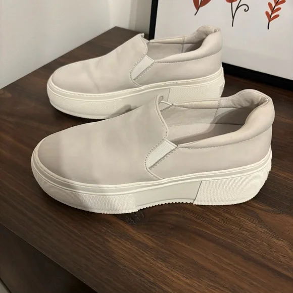 J Slides NYC Aileen Ivory Cream Leather Platform Slip-On Sneakers - Picture 4 of 11